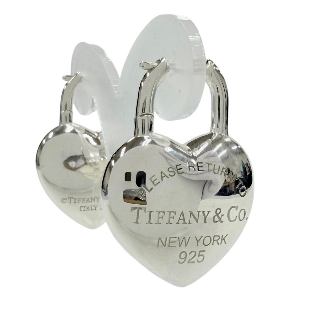 Great TIFFANY&Co. Pierce Full heart earring Silver AG925 Women