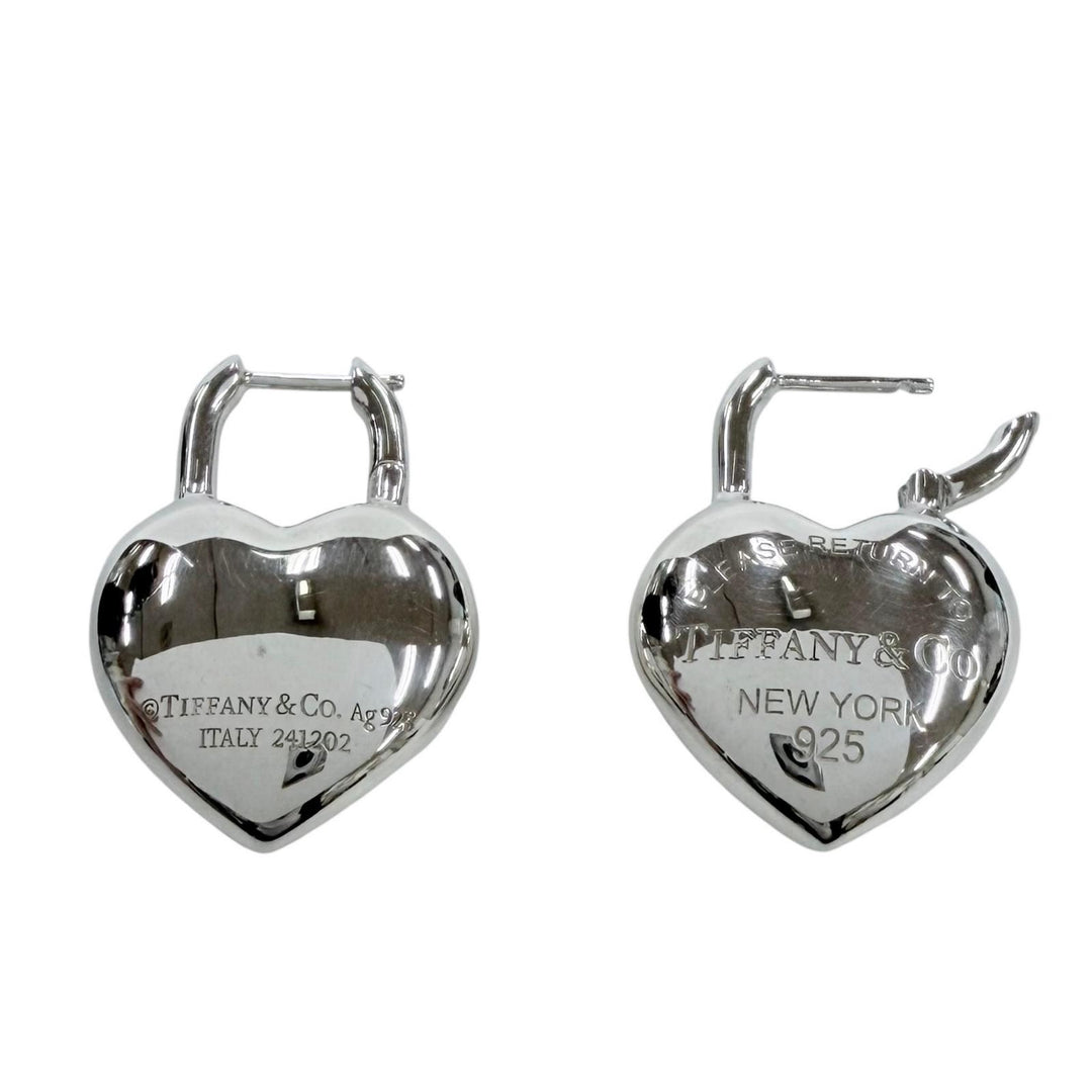 Great TIFFANY&Co. Pierce Full heart earring Silver AG925 Women