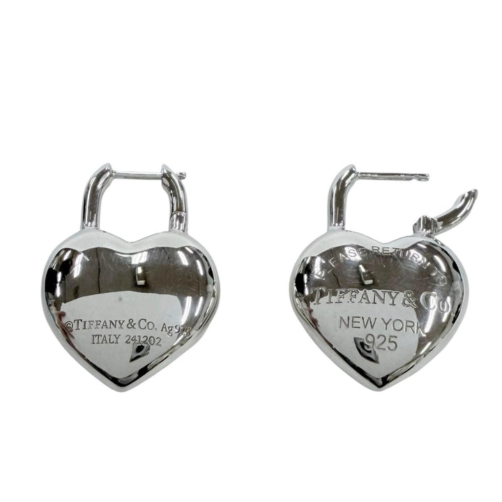 Great TIFFANY&Co. Pierce Full heart earring Silver AG925 Women