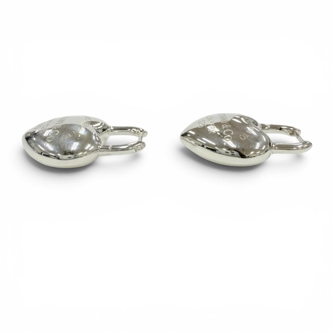Great TIFFANY&Co. Pierce Full heart earring Silver AG925 Women