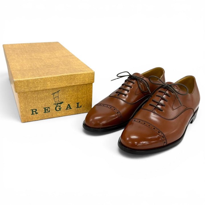 Pristine REGAL Leather shoes Punched cap toe straight tip Brown 25.5cm 2794