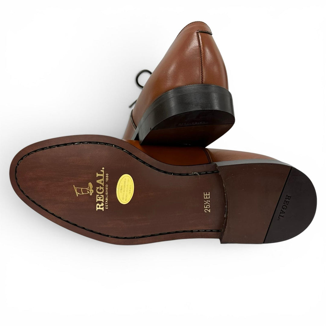 Pristine REGAL Leather shoes Punched cap toe straight tip Brown 25.5cm 2794