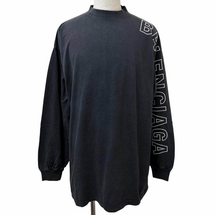 Pristine BALENCIAGA Long-sleeved T-shirt Arm logo embroidery