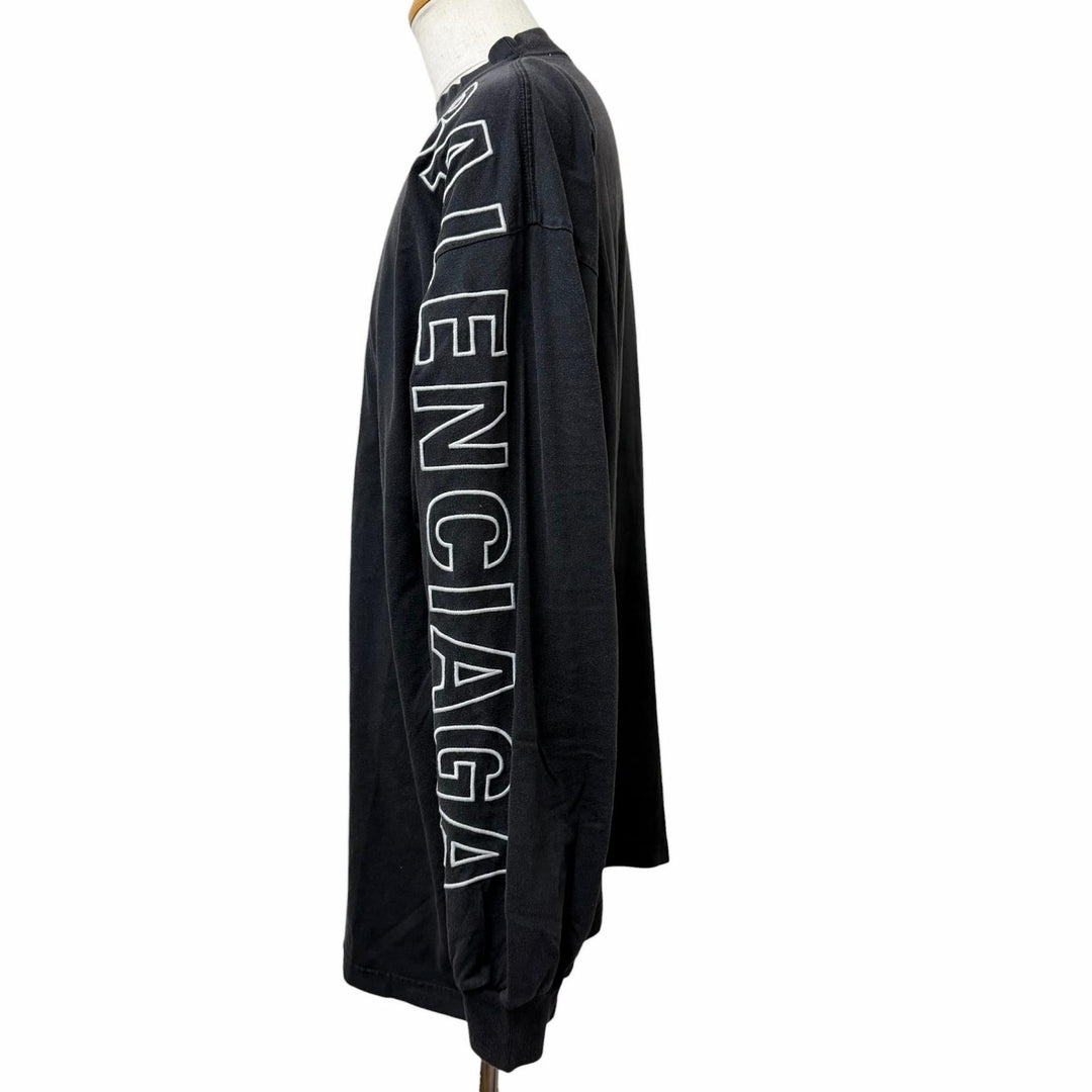 Pristine BALENCIAGA Long-sleeved T-shirt Arm logo embroidery