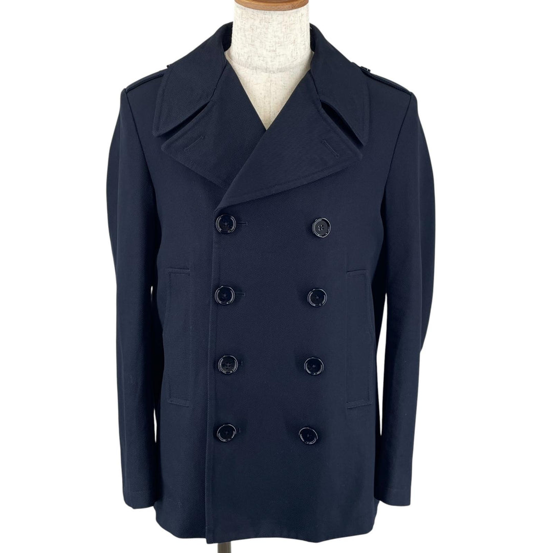 Great DOLCE&GABBANA pea coat Double-breasted jacket with logo Navy cotton 46