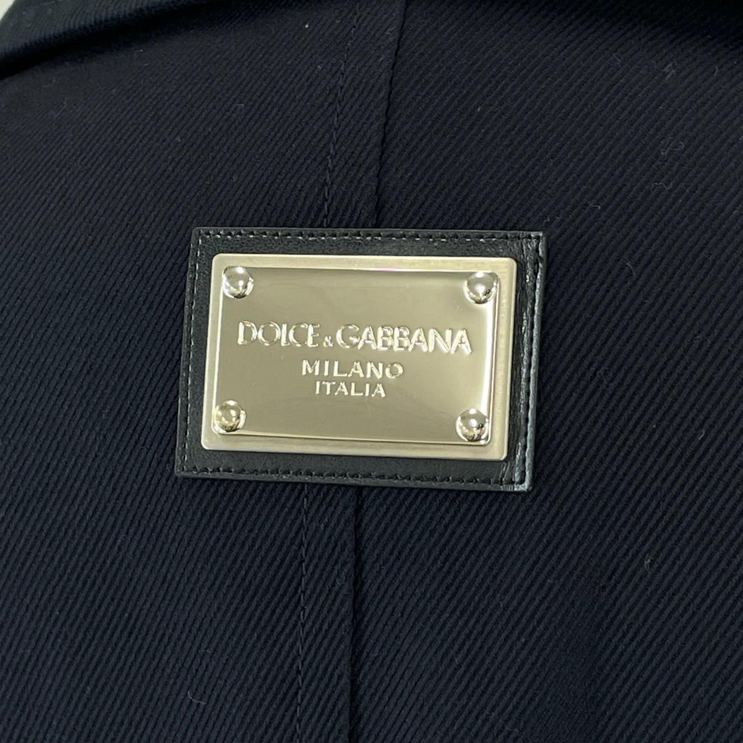 Great DOLCE&GABBANA pea coat Double-breasted jacket with logo Navy cotton 46