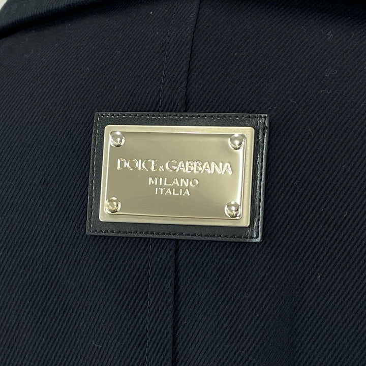Great DOLCE&GABBANA pea coat Double-breasted jacket with logo Navy cotton 46