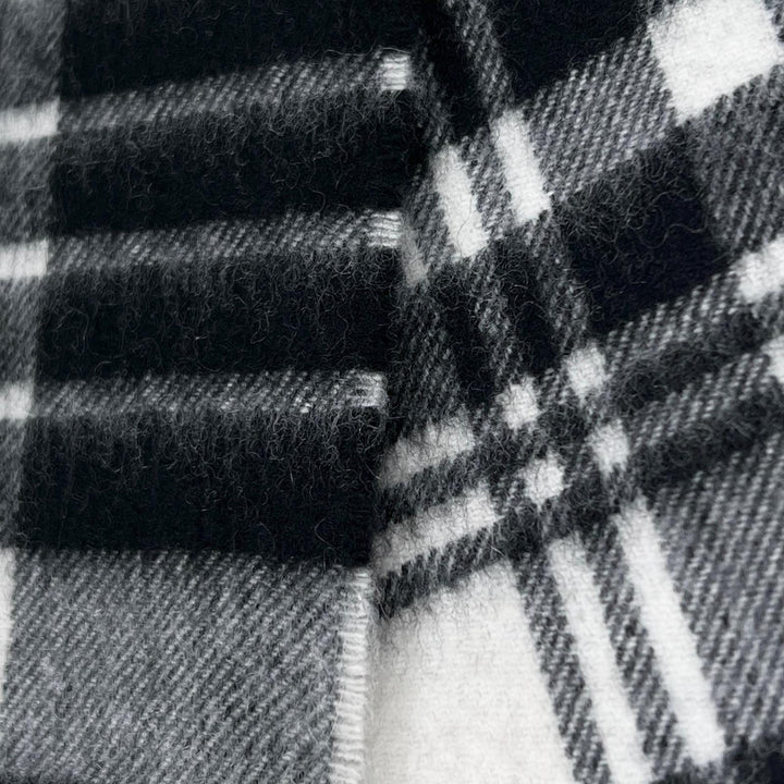 Excellent Johnstons of Elgin Scarf check black cashmere mens WA000057 KU0079