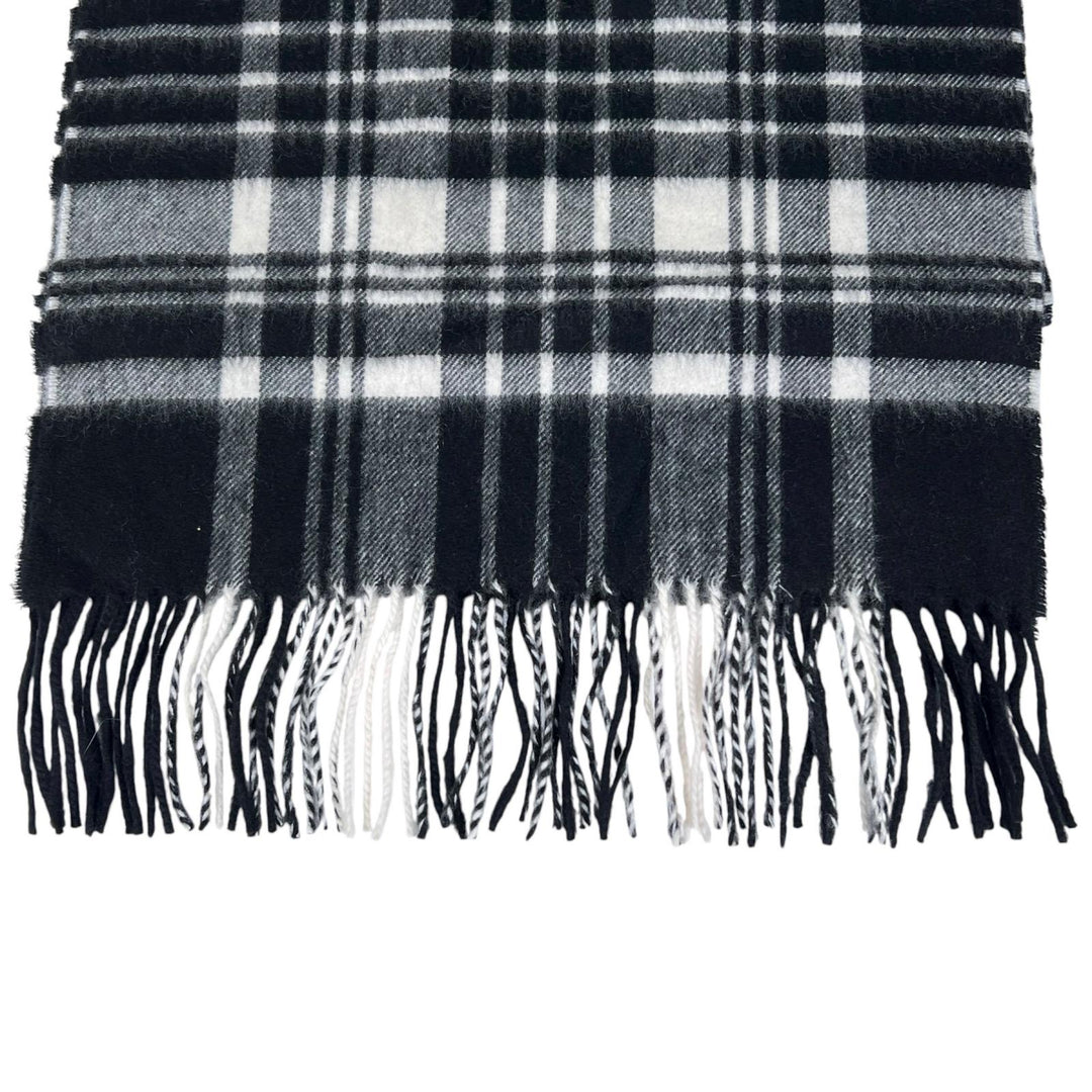 Excellent Johnstons of Elgin Scarf check black cashmere mens WA000057 KU0079