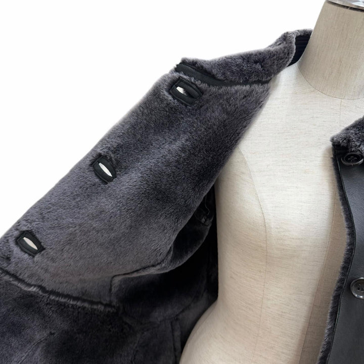 Great ISSEY MIYAKE Mouton coat Hem design, long length Sheep leather 2 IM43LA506