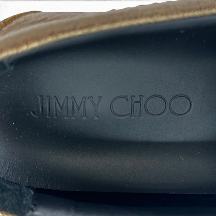 Pristine JIMMY CHOO Slip-on GROVE Star studs gold leather mens 43