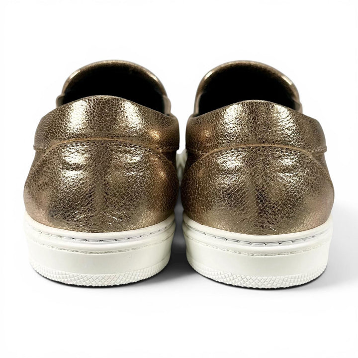 Pristine JIMMY CHOO Slip-on GROVE Star studs gold leather mens 43