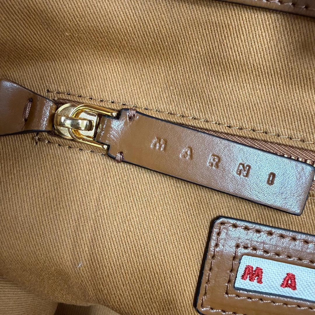 Pristine MARNI Handbag TROPICALIA BAG SMALL Brown leather Women BMMP0068Q0