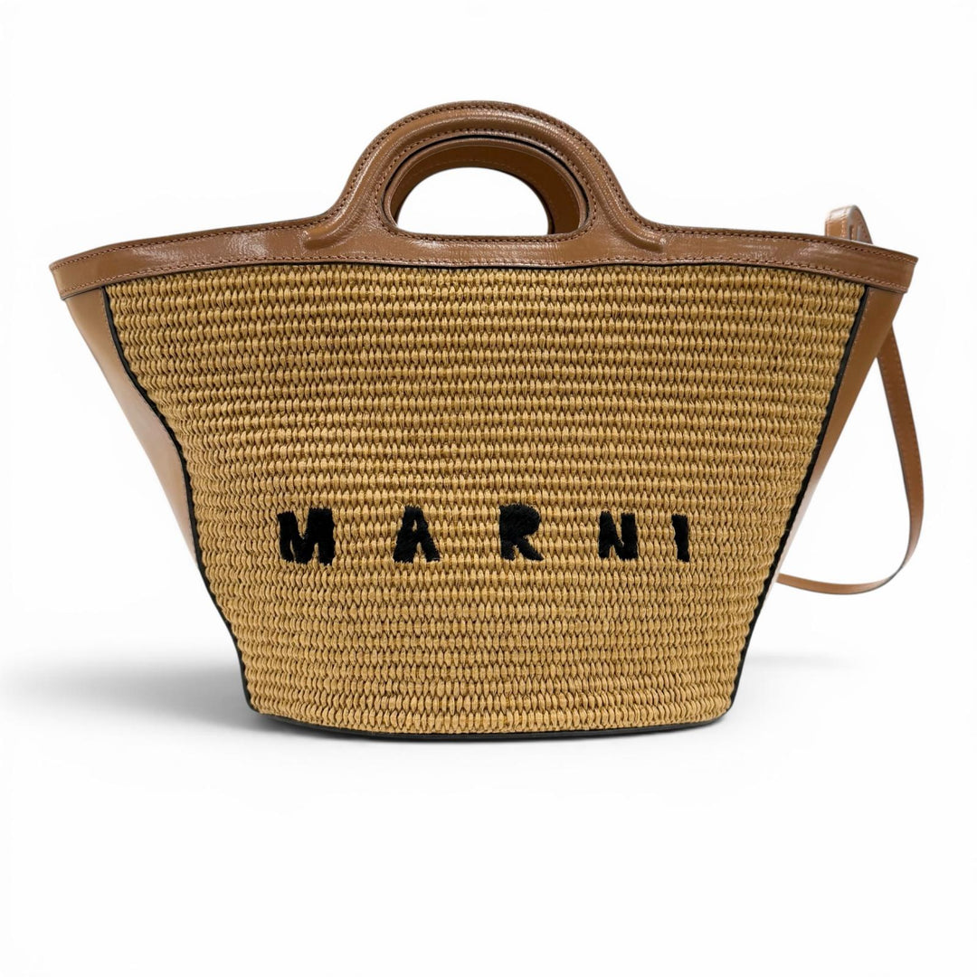Pristine MARNI Handbag TROPICALIA BAG SMALL Brown leather Women BMMP0068Q0