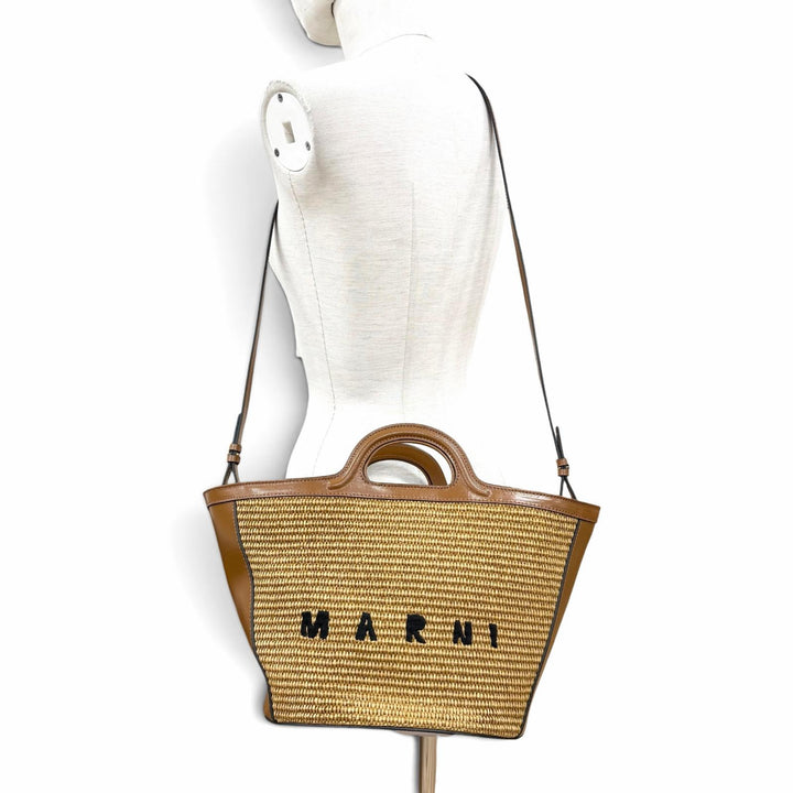 Pristine MARNI Handbag TROPICALIA BAG SMALL Brown leather Women BMMP0068Q0