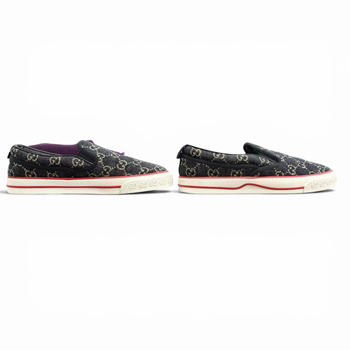 Great GUCCI Slip-on tennis 1977 Slip-on sneakers shoes Navy GG canvas 7.5 643489