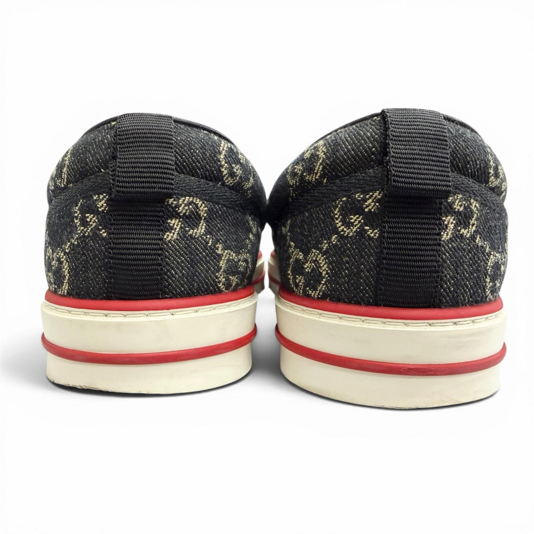 Great GUCCI Slip-on tennis 1977 Slip-on sneakers shoes Navy GG canvas 7.5 643489