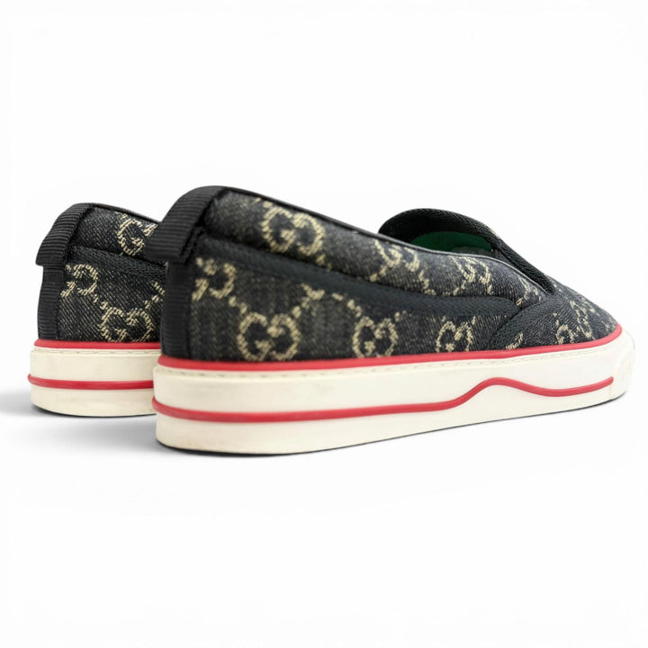 Great GUCCI Slip-on tennis 1977 Slip-on sneakers shoes Navy GG canvas 7.5 643489