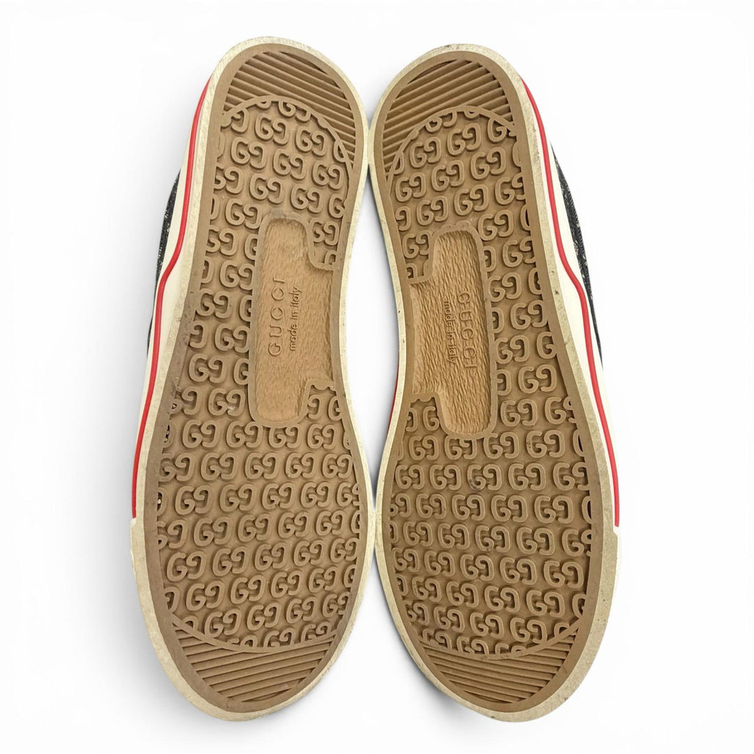 Great GUCCI Slip-on tennis 1977 Slip-on sneakers shoes Navy GG canvas 7.5 643489