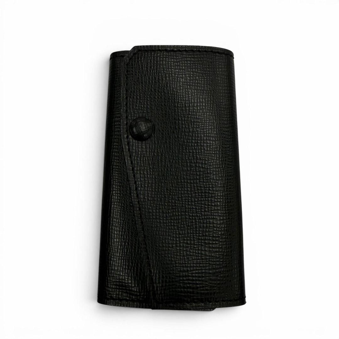 Excellent Valextra Key holder six hooks black leather mens