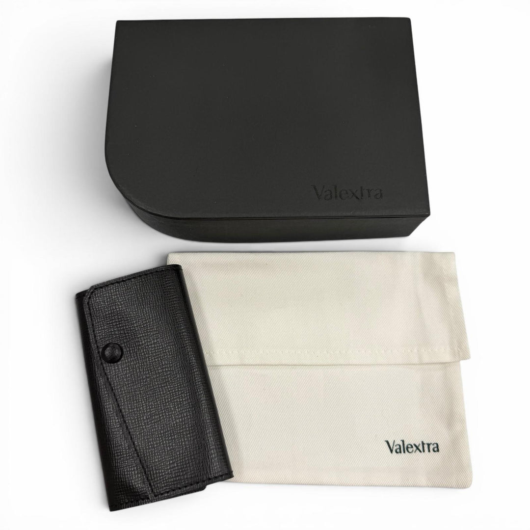 Excellent Valextra Key holder six hooks black leather mens