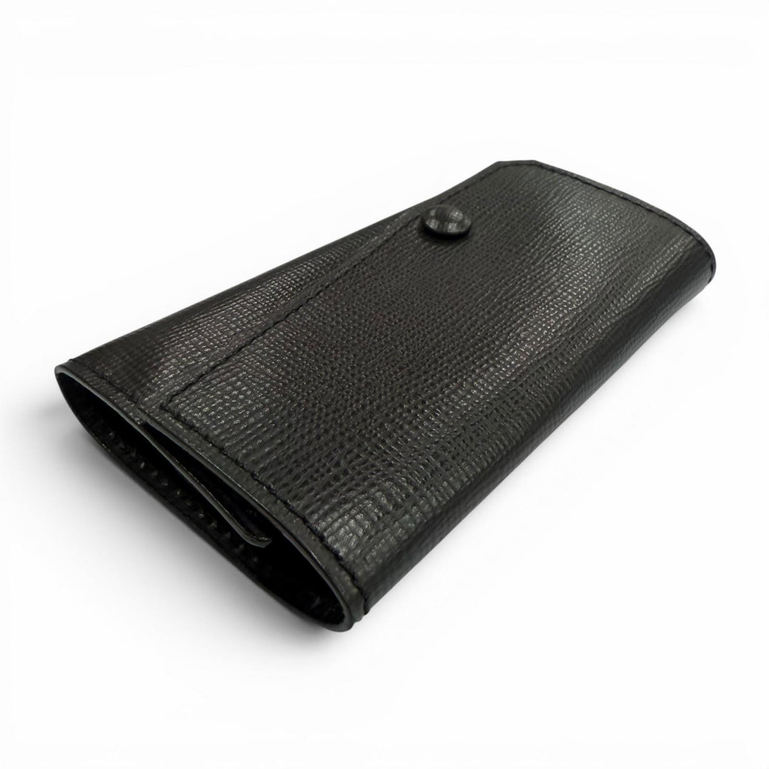 Excellent Valextra Key holder six hooks black leather mens