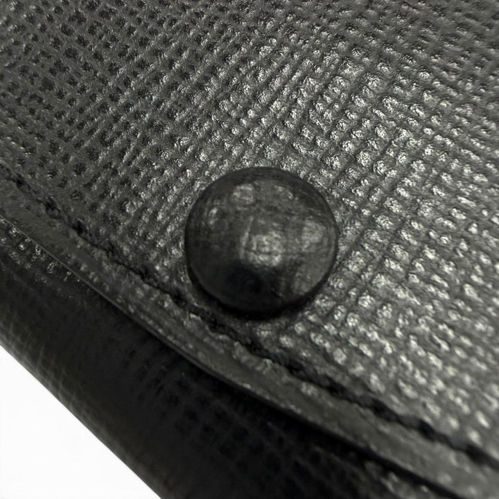 Excellent Valextra Key holder six hooks black leather mens