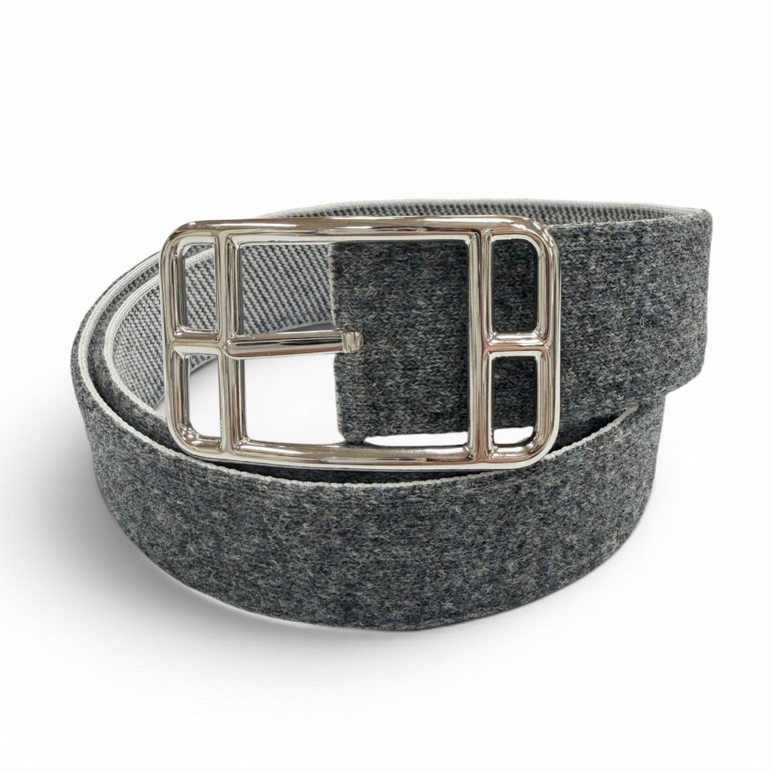 Excellent HERMES belt Cape Cod 32 Woolly Pin buckle gray mens