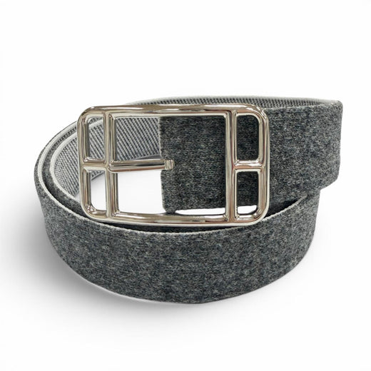 Excellent HERMES belt Cape Cod 32 Woolly Pin buckle gray mens