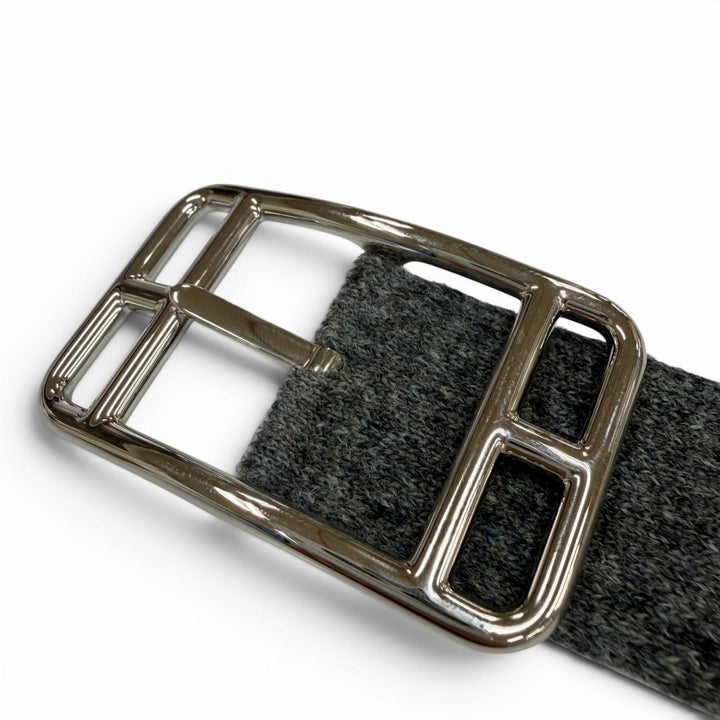 Excellent HERMES belt Cape Cod 32 Woolly Pin buckle gray mens