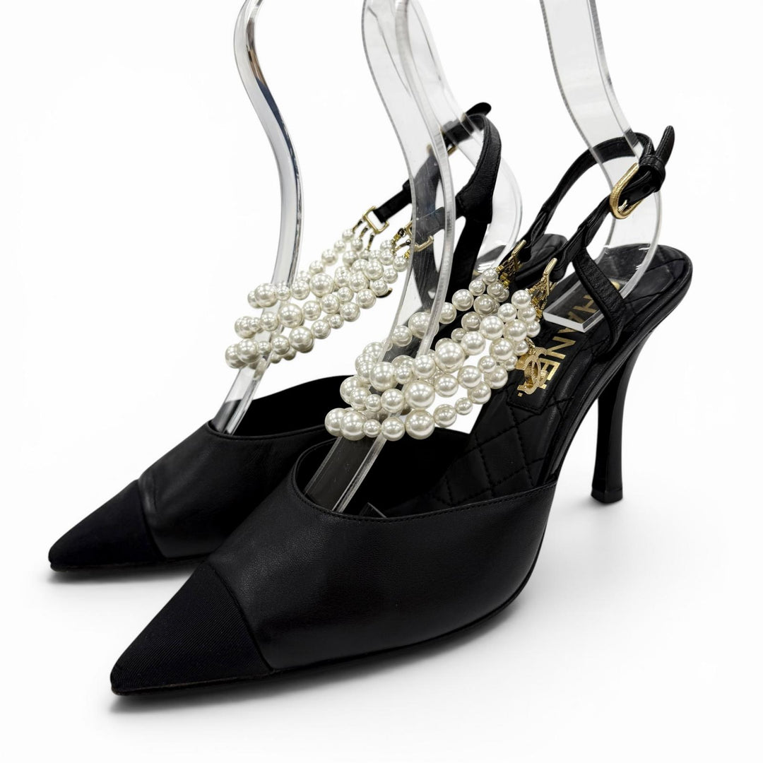 Very Good CHANEL pumps COCO Mark black leather Women 39 G37532