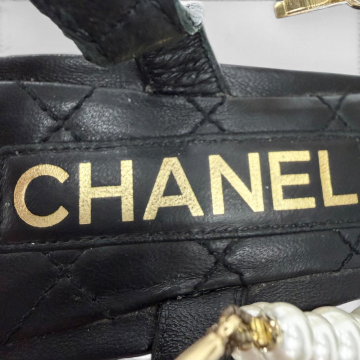 Very Good CHANEL pumps COCO Mark black leather Women 39 G37532