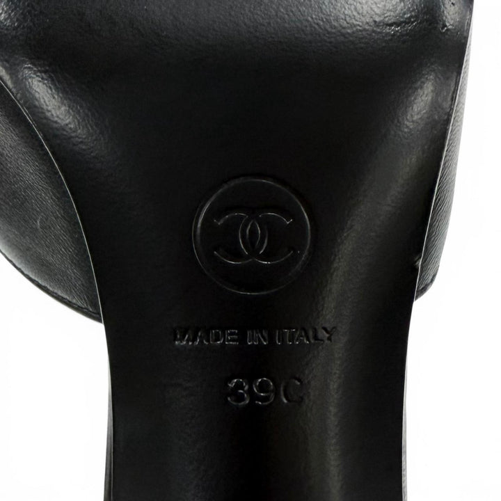 Very Good CHANEL pumps COCO Mark black leather Women 39 G37532