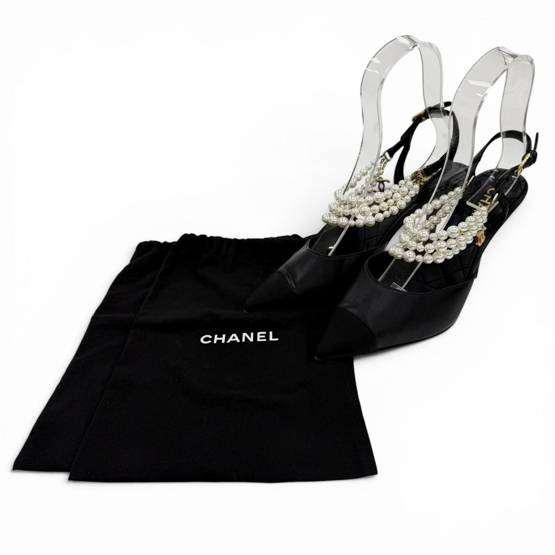 Very Good CHANEL pumps COCO Mark black leather Women 39 G37532