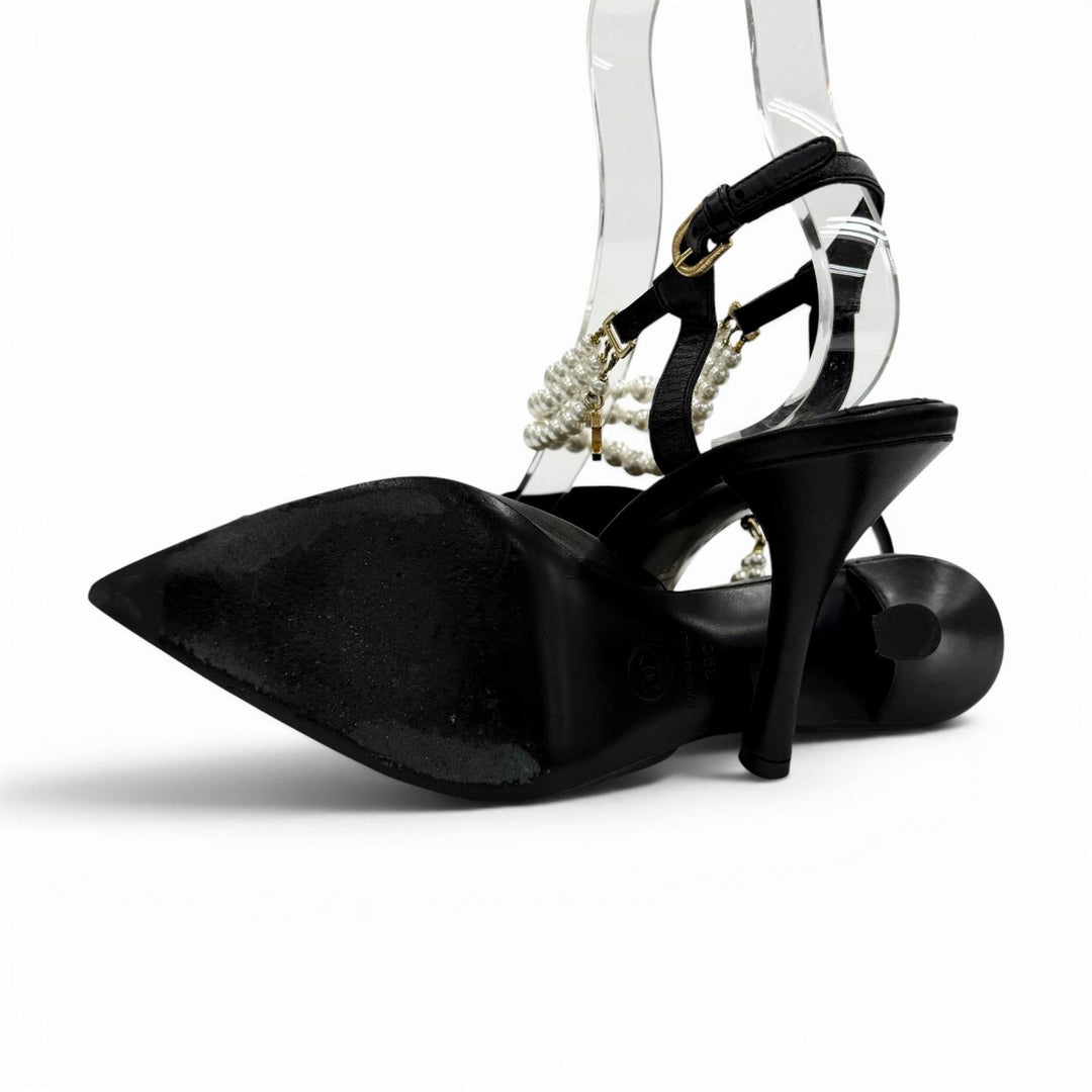 Very Good CHANEL pumps COCO Mark black leather Women 39 G37532