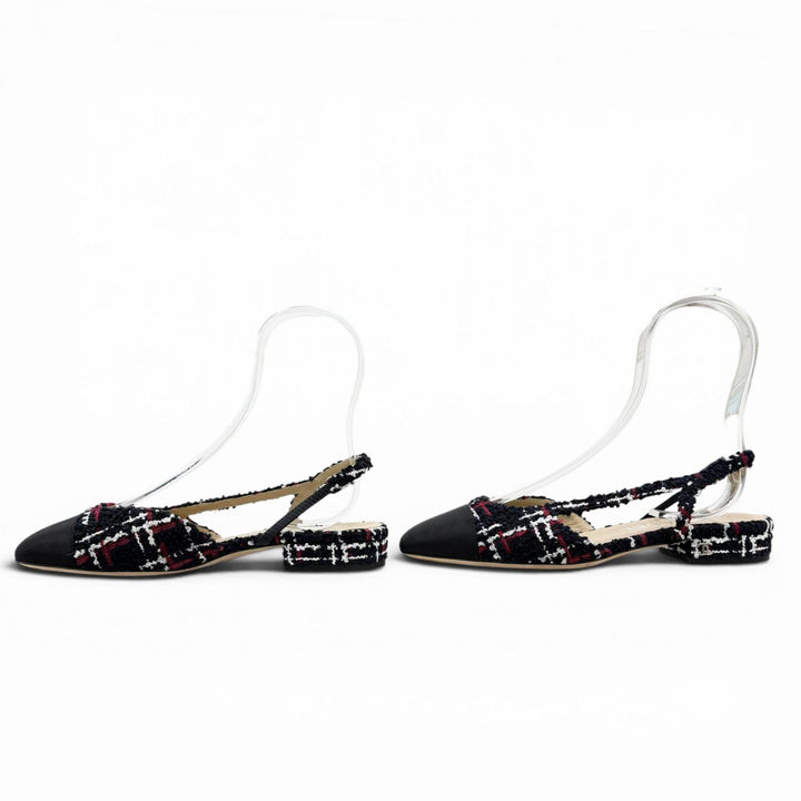 Excellent CHANEL pumps COCO MarkMetal Tweed Slingback Multi Women 36 G31319