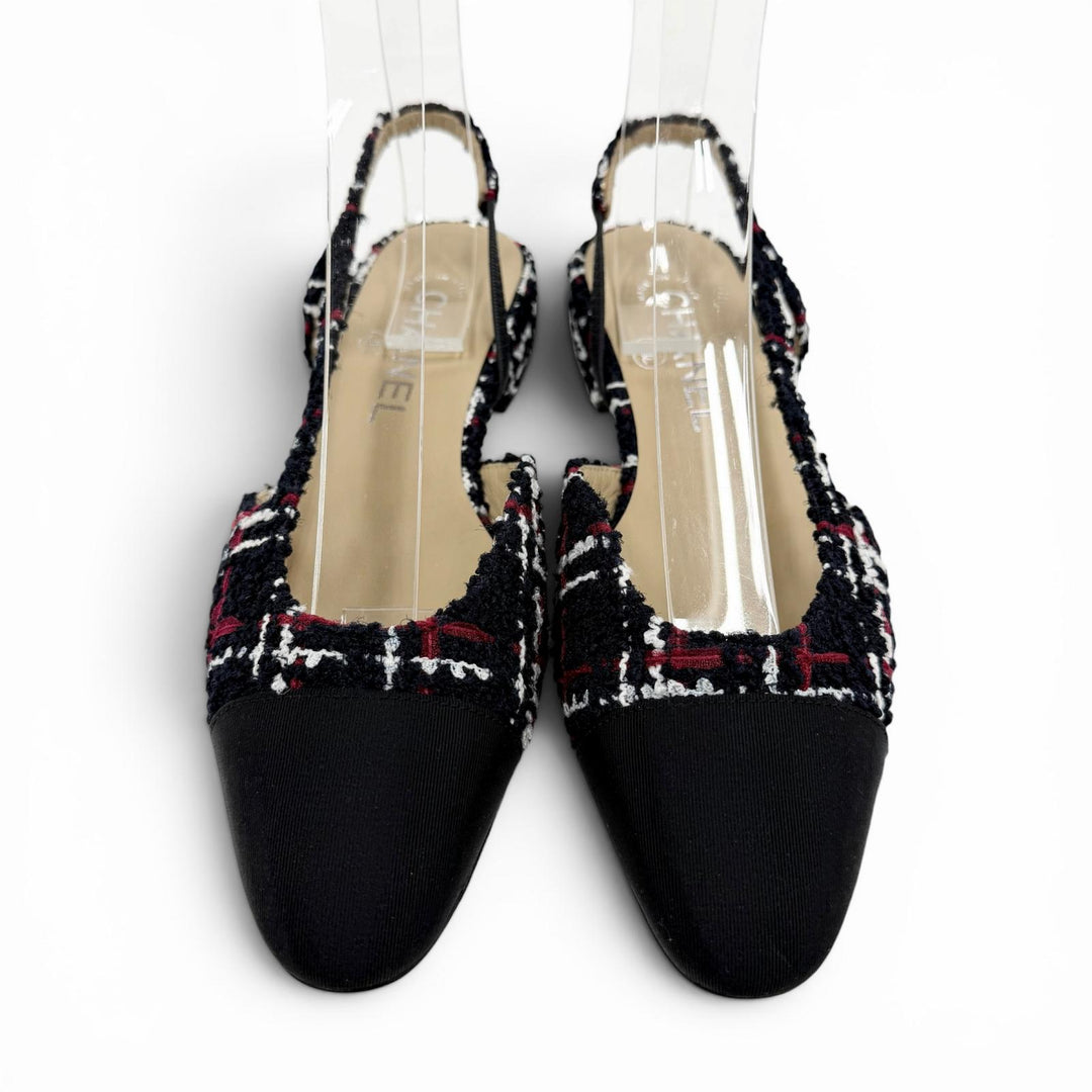 Excellent CHANEL pumps COCO MarkMetal Tweed Slingback Multi Women 36 G31319