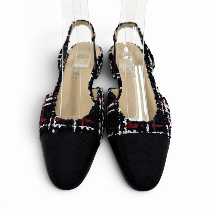 Excellent CHANEL pumps COCO MarkMetal Tweed Slingback Multi Women 36 G31319
