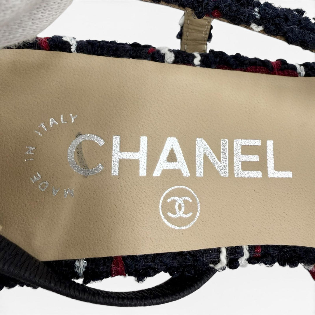 Excellent CHANEL pumps COCO MarkMetal Tweed Slingback Multi Women 36 G31319