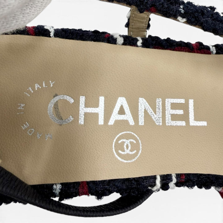 Excellent CHANEL pumps COCO MarkMetal Tweed Slingback Multi Women 36 G31319