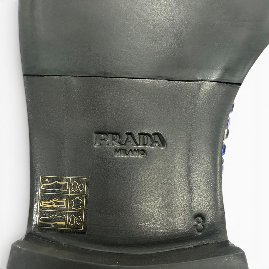 Pristine PRADA Leather shoes black leather mens 8 2EA151