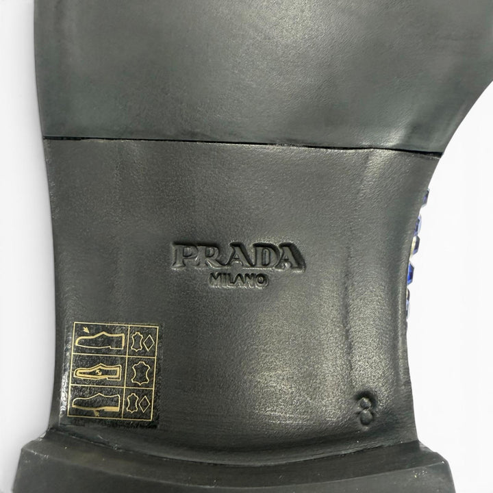 Pristine PRADA Leather shoes black leather mens 8 2EA151
