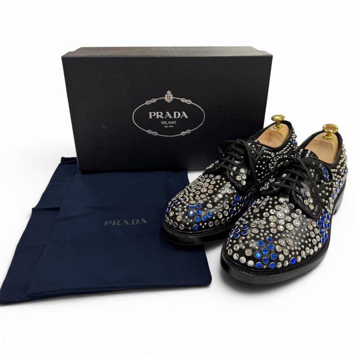 Pristine PRADA Leather shoes black leather mens 8 2EA151