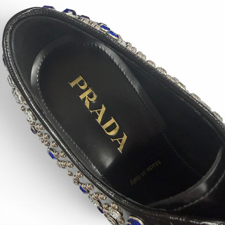 Pristine PRADA Leather shoes black leather mens 8 2EA151