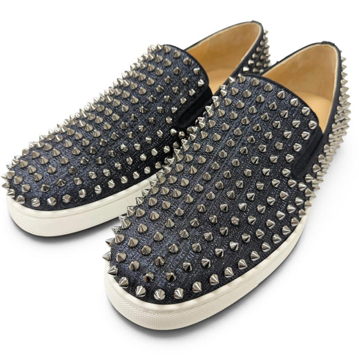 Great Christian Louboutin Slip-on Roller boat Spike studs Navy