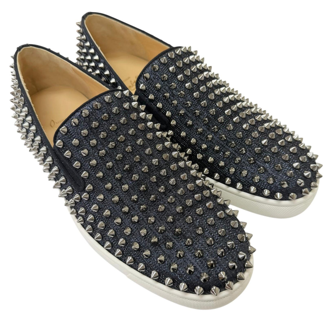 Great Christian Louboutin Slip-on Roller boat Spike studs Navy