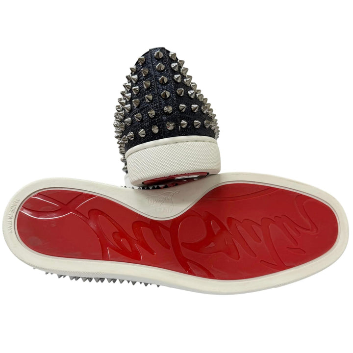 Great Christian Louboutin Slip-on Roller boat Spike studs Navy