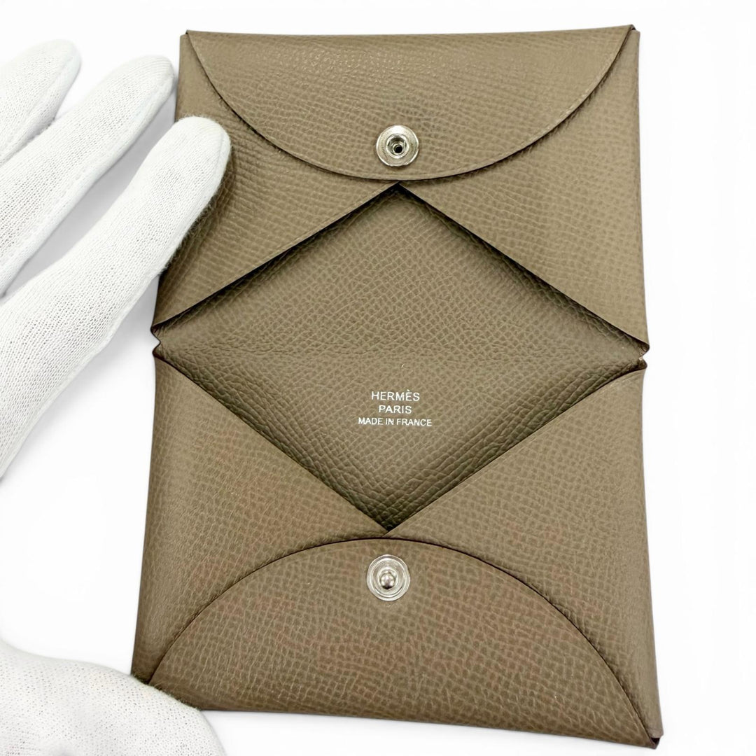 Pristine HERMES Card Case Calvi Pass Case Card Case Epsom Leather Women