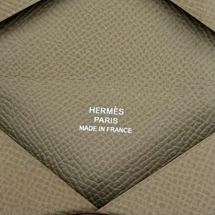 Pristine HERMES Card Case Calvi Pass Case Card Case Epsom Leather Women
