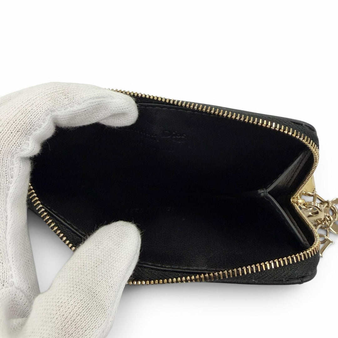 Very Good Christian Dior Lady Dior Cosmos zip card holder Fragment case
